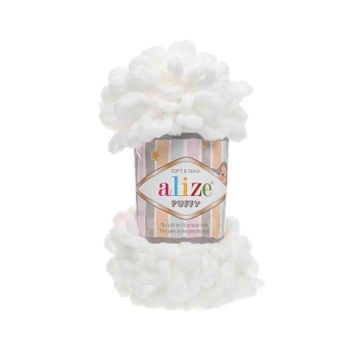 Alize 055 Beyaz Puffy El Örgü İpi