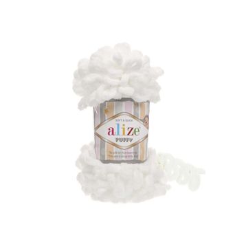 Alize 055 Beyaz Puffy El Örgü İpi