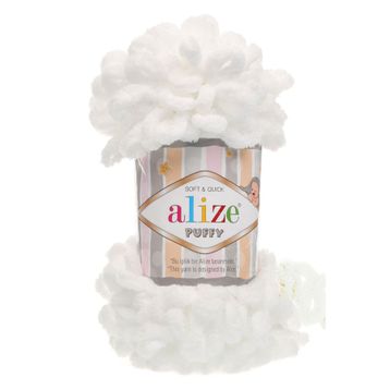 Alize 055 Beyaz Puffy El Örgü İpi