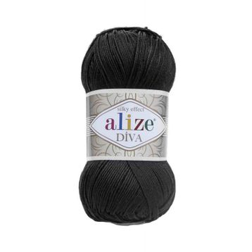 Alize 060 Siyah Diva El Örgü İpi