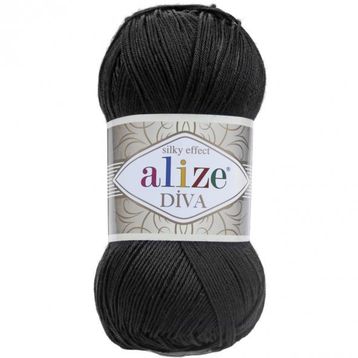 Alize 060 Siyah Diva El Örgü İpi