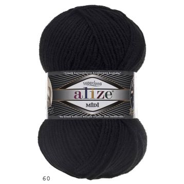 Alize 060 Siyah Superlana Midi El Örgü İpi