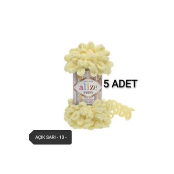 Alize 13 Açık Sarı 5'li Puffy El Örgü İpi