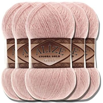 Alize 161 pudra 5'li Angora Gold Simli El Örgü İpi