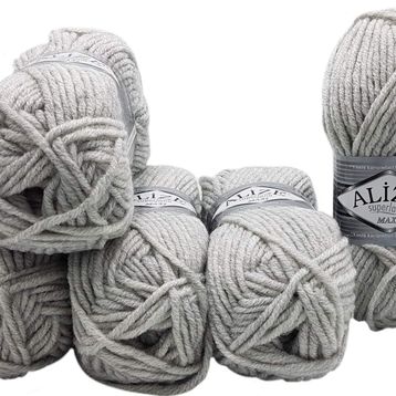 Alize 208 açık Gri Melanj 5'li Süperlana Maxi El Örgü İpi