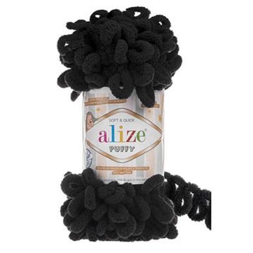 Alize 60 siyah 5'li Puffy El Örgü İpi