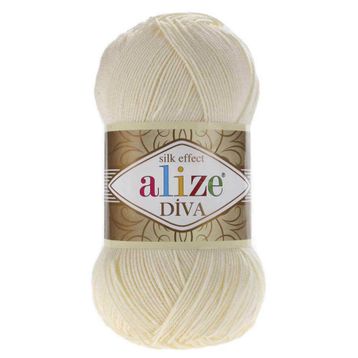 Alize Diva 01 100 gr Örgü İplik
