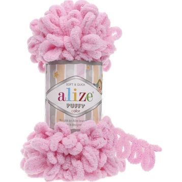 Alize Pudra Pembe 340 Puffy Fine El Örgü İpi