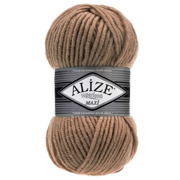 Alize Süperlana Maxi 466 Koyu Bej Yünlü İplik