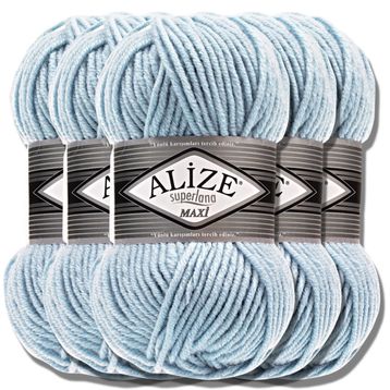 Alize Superlana Maxi 480 Lıght Blue Açık Mavi Yünlü İplik