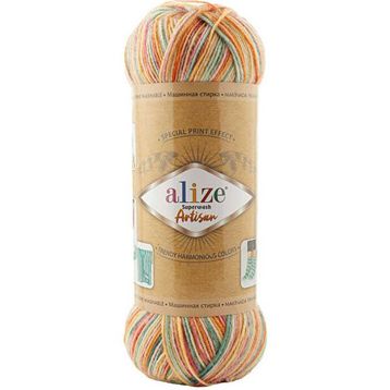 Alize Superwash Artisan 9012 Renkli Örgü İpi