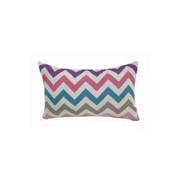 Alkan Homes 43 x 43 cm Beyaz Kırlent Dünyası Dikdörtgen Zigzag Desen Dijital Baskılı Kırlent Kılıfı
