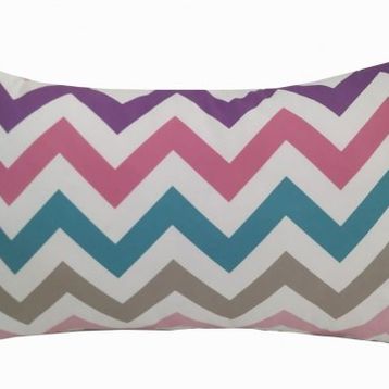 Alkan Homes 43 x 43 cm Beyaz Kırlent Dünyası Dikdörtgen Zigzag Desen Dijital Baskılı Kırlent Kılıfı