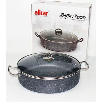 Alkar 40 cm Gri Şefin Pırlanta Basık Tencere