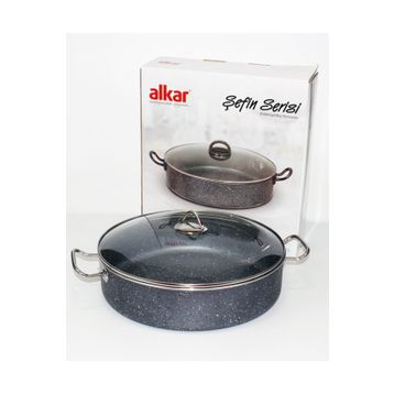 Alkar 40 cm Gri Şefin Pırlanta Basık Tencere