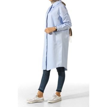 Allday 51664 Mavi Gizli Patlı Gömlek Tunik