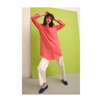 Allday Pembe Basic Gizli Patlı Gömlek Tunik