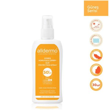 Alldermo SPF50 + 200 ml Güneş Koruyucu Sprey