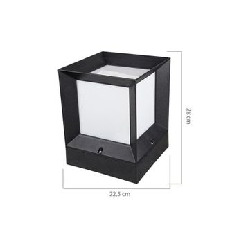 Alles 22.5 x 22.5 x 28 cm Siyah Kasa Set Üstü Küp Bahçe Armatürü Dış Mekan Aplik