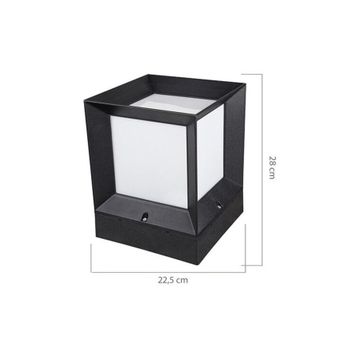Alles 22.5 x 22.5 x 28 cm Siyah Kasa Set Üstü Küp Bahçe Armatürü Dış Mekan Aplik