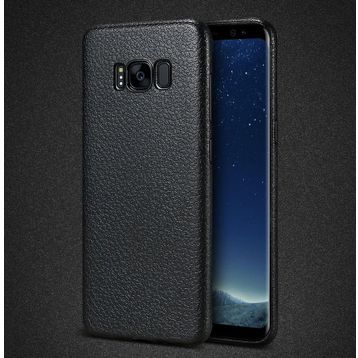 Ally Galaxy S8 Deri Dokulu Premium Soft Siyah Silikon Kılıf