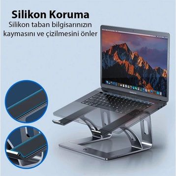 Ally MC LS653 Gri Premium Ergonomik Alüminyum Laptop Standı