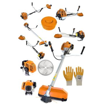Alman Turbo 9200 Yan Tipi Benzinli Motorlu Turuncu Ot Çim Çalı Biçme Makinesi Tırpanı