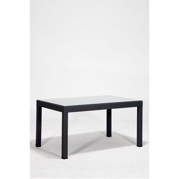 Almina Rattan Masa 80x140 cm Camlı Antrasit Bahçe Balkon Teras Masası