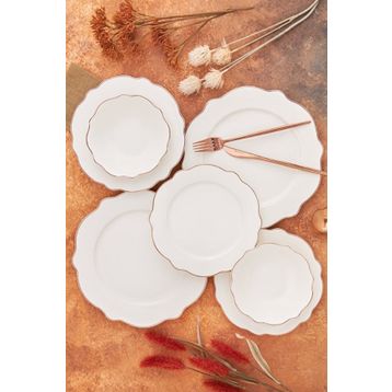 Almond Rose Line 24 Parça 6 Kişilik Porselen Yemek Takımı