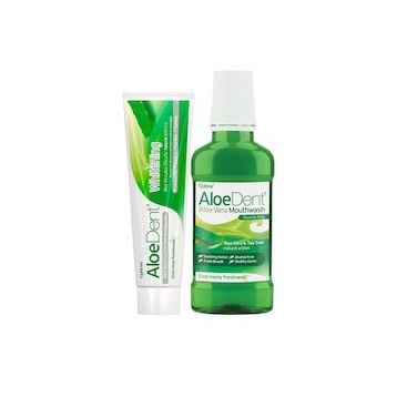 AloeDent Doğal Aloevera ile Ekstra Beyazlatıcı Diş Macunu 100 ml Alkolsüz ve Florürsüz Ağız Kokusu Önleyici Doğal 250 ml Ağız Bakım Suyu