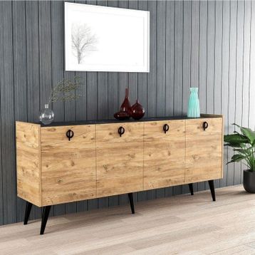 Alonex Kaya Konsol Atlantik Çam Mermer Desenli 180 cm Yemek Odası Ofis Salon Ünite