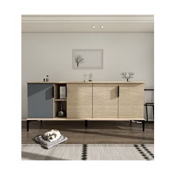Alonex Tarz Konsol 180 cm Metal Kulp Antrasit Sepet 180 Cm Yemek Odası Ofis Salon Ünite