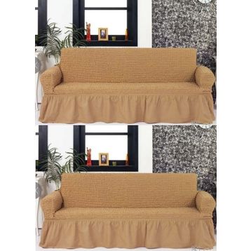 Altın Kelebek Bürümcük Maxi 3+3 Bej Çekyat Koltuk Örtüsü