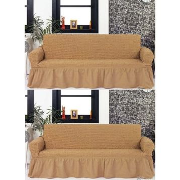 Altın Kelebek Bürümcük Maxi 3+3 Bej Çekyat Koltuk Örtüsü