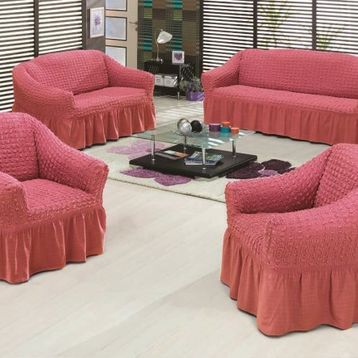 Altın Kelebek Bürümcük Standart Gül Kurusu (3+2+1+1) Koltuk Örtüsü