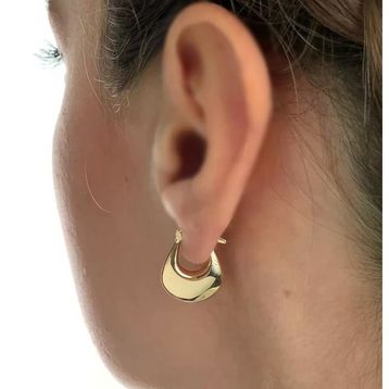 Altın Küpe 14K 585 Parlak Çanta Tasarım 1.8 cm Küpe Bombeli
