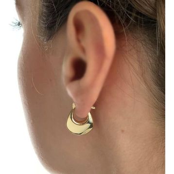 Altın Küpe 14K 585 Parlak Çanta Tasarım 1.8 cm Küpe Bombeli