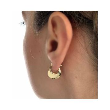 Altın Küpe 14K 585 Parlak Çanta Tasarım 1.8 cm Küpe Bombeli
