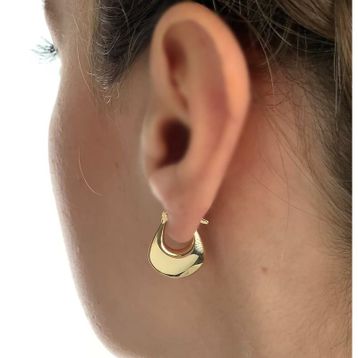 Altın Küpe 14K 585 Parlak Çanta Tasarım 1.8 cm Küpe Bombeli