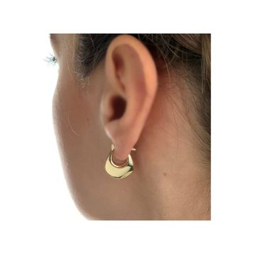Altın Küpe 14K 585 Parlak Çanta Tasarım 1.8 cm Küpe Bombeli