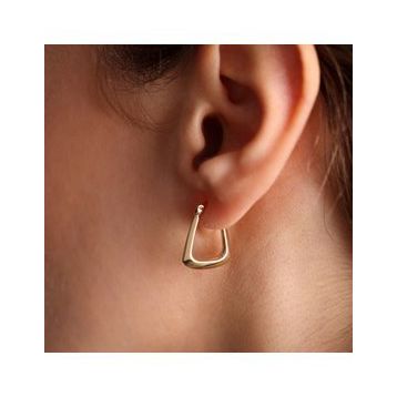 Altın Küpe 14K 585 Parlak Çanta Tasarım 2.3 cm Zarif Küpe