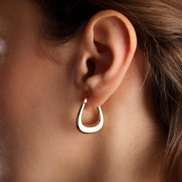 Altın Küpe 14K 585 Parlak Çanta Tasarım 2.3 cm Zarif Küpe