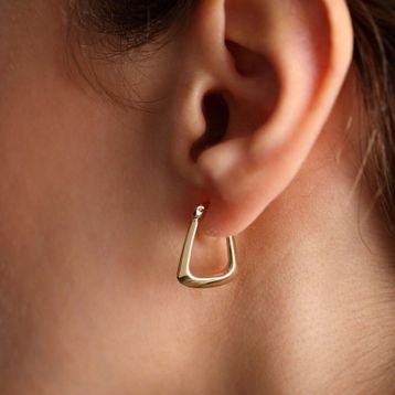 Altın Küpe 14K 585 Parlak Çanta Tasarım 2.3 cm Zarif Küpe