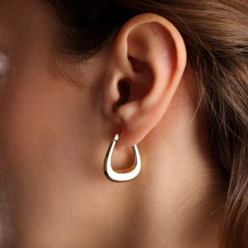 Altın Küpe 14K 585 Parlak Çanta Tasarım 2.3 cm Zarif Küpe