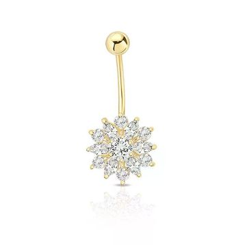 Altın Oval Tek Taşlı Piercing
