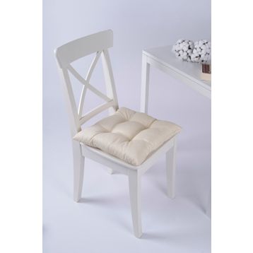 Altın Pamuk Beta Pofidik Krem Bağcıklı 40x40 CM Sandalye Minderi
