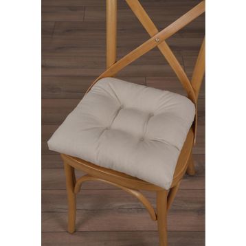 Altın Pamuk Gold Pofidik Bej Özel Dikişli Bağcıklı 40x40 cm Sandalye Minderi