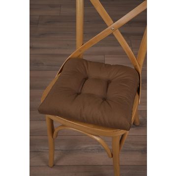 Altın Pamuk Gold Pofidik Kahve Özel Dikişli Bağcıklı 40x40 cm Sandalye Minderi