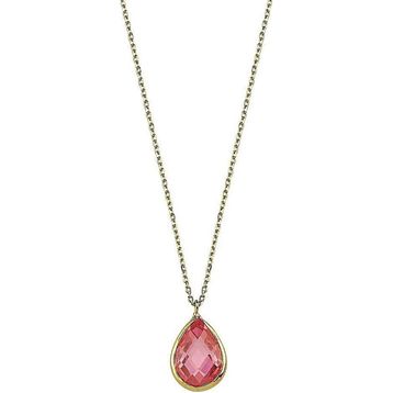 Altın Pink Topaz 1.2 cm Taşlı Kolye
