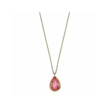 Altın Pink Topaz 1.2 cm Taşlı Kolye